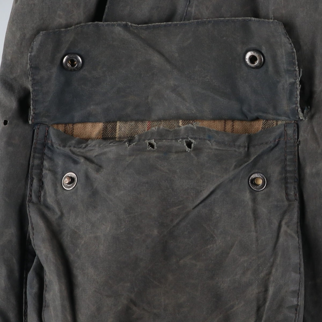 2000'S Barbour BEDALE waxed cotton oiled jacket, Made in England, C42, Men's size L cotton Charcoal Vintage Second Hand