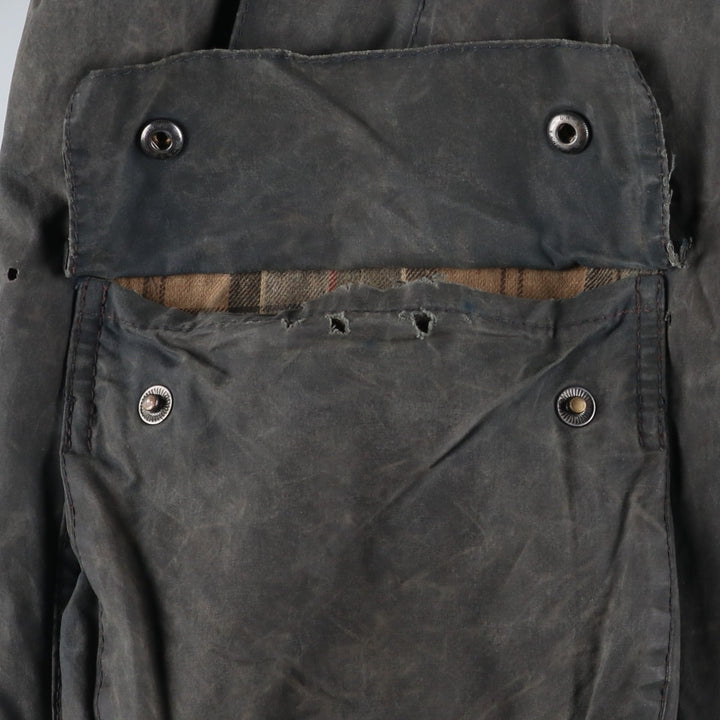 2000'S Barbour BEDALE waxed cotton oiled jacket, Made in England, C42, Men's size L cotton Charcoal Vintage Second Hand