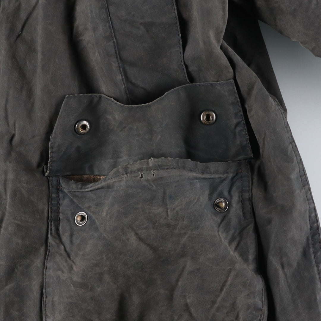 2000'S Barbour BEDALE waxed cotton oiled jacket, Made in England, C42, Men's size L cotton Charcoal Vintage Second Hand