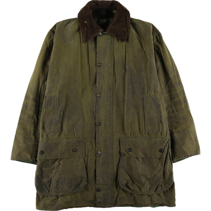 2000'S Barbour BORDER Waxed Cotton Oiled Jacket C42 Men's Size L Waxed cotton Khaki type Vintage Second Hand