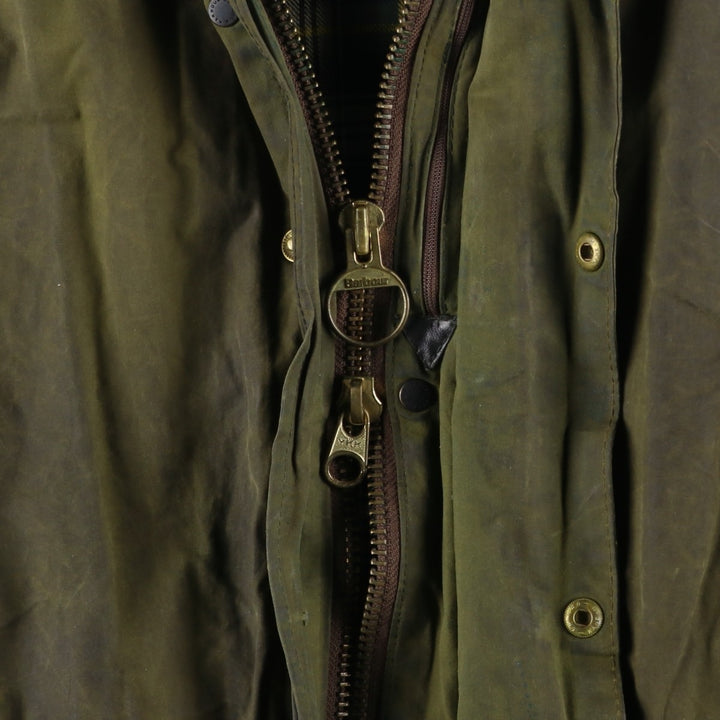 2000'S Barbour BORDER Waxed Cotton Oiled Jacket C42 Men's Size L Waxed cotton Khaki type Vintage Second Hand