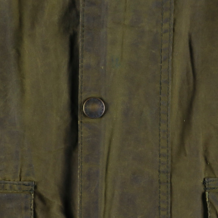 2000'S Barbour BORDER Waxed Cotton Oiled Jacket C42 Men's Size L Waxed cotton Khaki type Vintage Second Hand