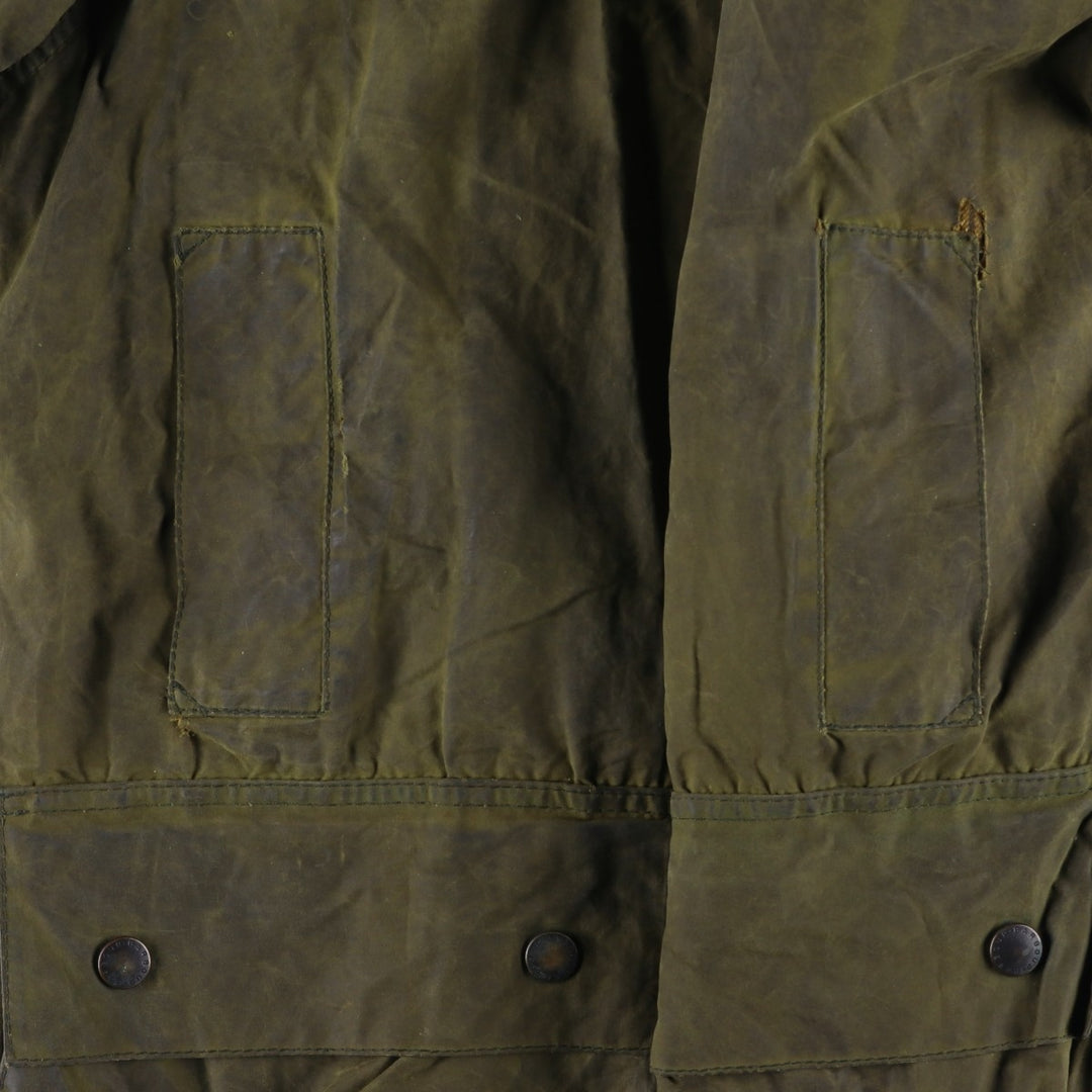 2000'S Barbour BORDER Waxed Cotton Oiled Jacket C42 Men's Size L Waxed cotton Khaki type Vintage Second Hand