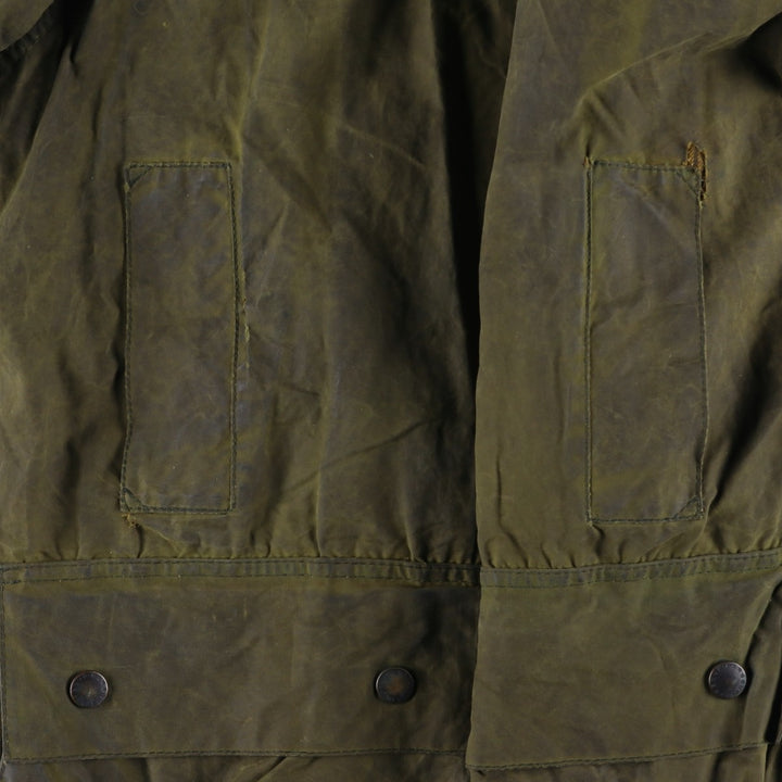 2000'S Barbour BORDER Waxed Cotton Oiled Jacket C42 Men's Size L Waxed cotton Khaki type Vintage Second Hand