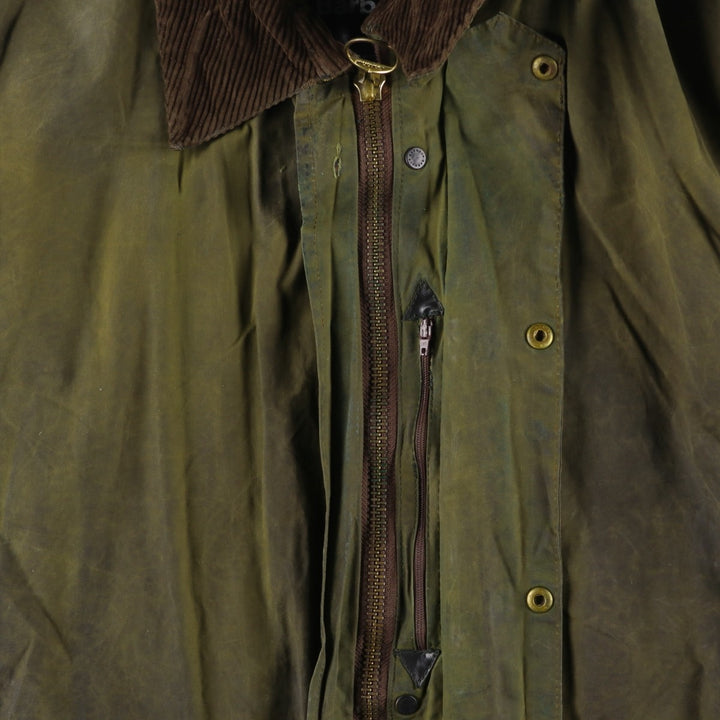 2000'S Barbour BORDER Waxed Cotton Oiled Jacket C42 Men's Size L Waxed cotton Khaki type Vintage Second Hand