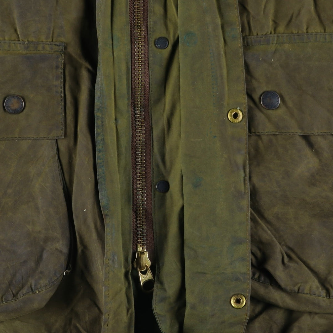 2000'S Barbour BORDER Waxed Cotton Oiled Jacket C42 Men's Size L Waxed cotton Khaki type Vintage Second Hand
