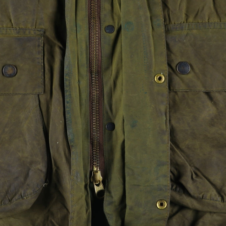 2000'S Barbour BORDER Waxed Cotton Oiled Jacket C42 Men's Size L Waxed cotton Khaki type Vintage Second Hand