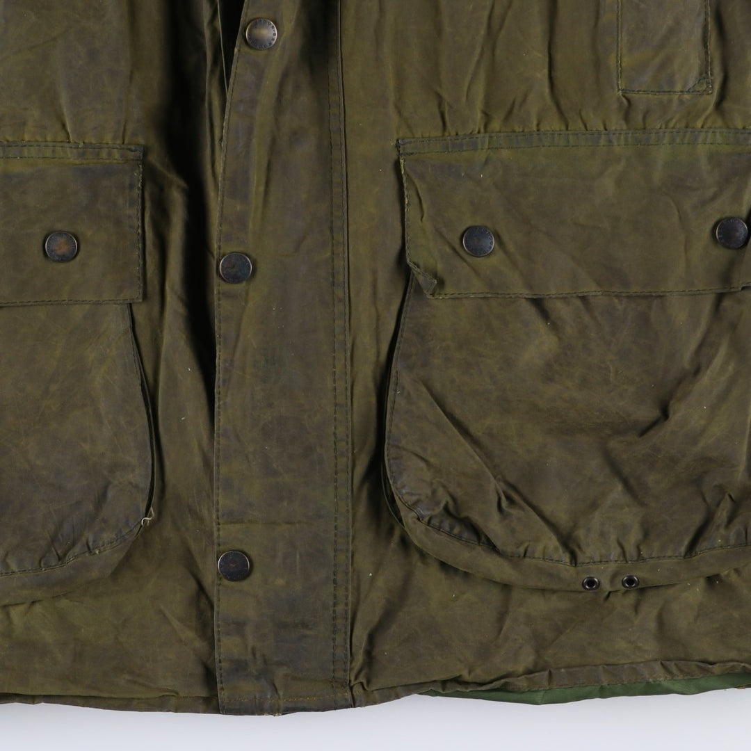 2000'S Barbour BORDER Waxed Cotton Oiled Jacket C42 Men's Size L Waxed cotton Khaki type Vintage Second Hand