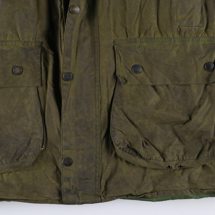 2000'S Barbour BORDER Waxed Cotton Oiled Jacket C42 Men's Size L Waxed cotton Khaki type Vintage Second Hand