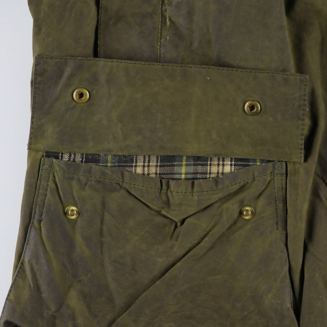 2000'S Barbour BORDER Waxed Cotton Oiled Jacket C42 Men's Size L Waxed cotton Khaki type Vintage Second Hand