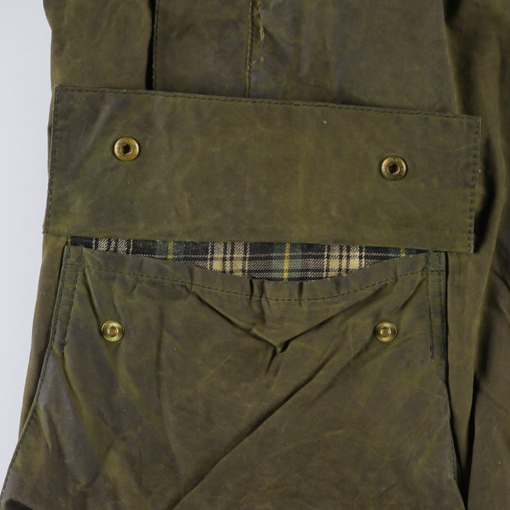 2000'S Barbour BORDER Waxed Cotton Oiled Jacket C42 Men's Size L Waxed cotton Khaki type Vintage Second Hand