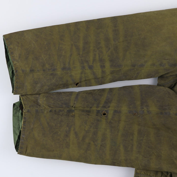 2000'S Barbour BORDER Waxed Cotton Oiled Jacket C42 Men's Size L Waxed cotton Khaki type Vintage Second Hand