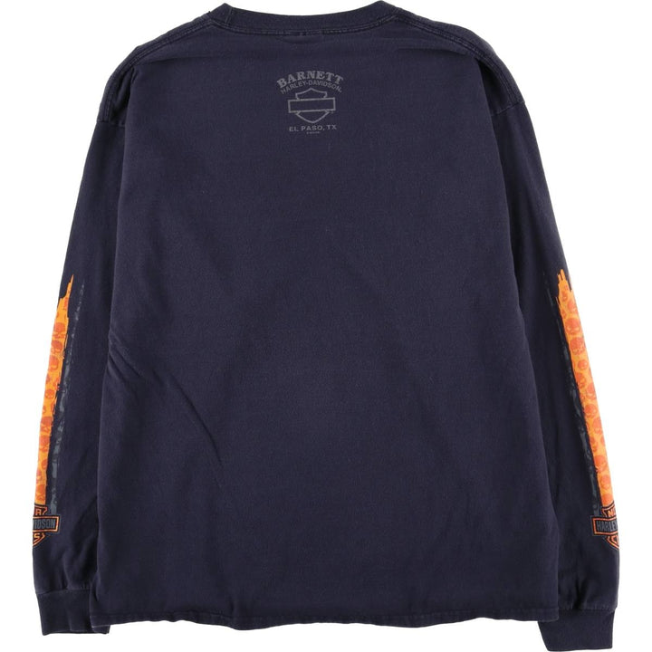 Harley-Davidson Motorcycle Long Sleeve T-Shirt, Men's Size XL cotton navy blue type Vintage Second Hand