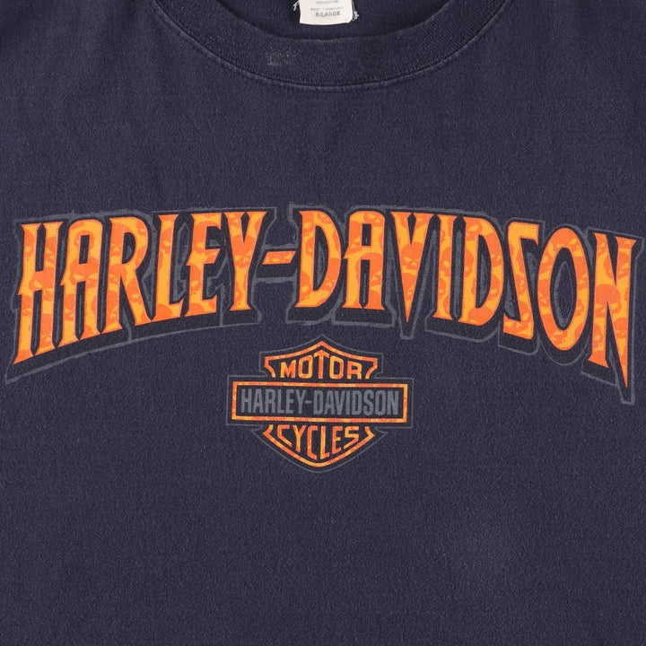 Harley-Davidson Motorcycle Long Sleeve T-Shirt, Men's Size XL cotton navy blue type Vintage Second Hand