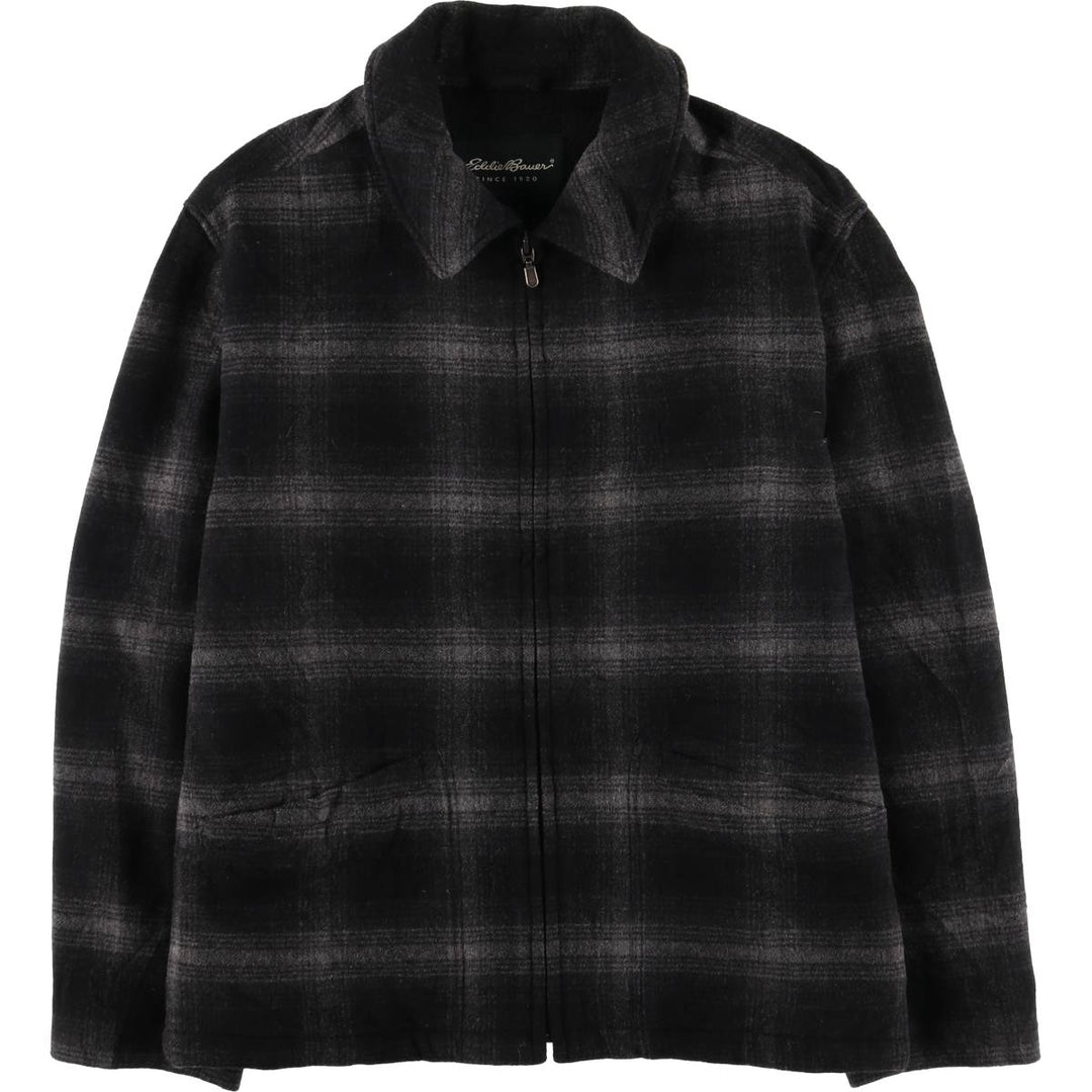 Eddie Bauer Ombre Check Padded Wool Sports Jacket, Men's Size Medium wool gray type Vintage Second Hand