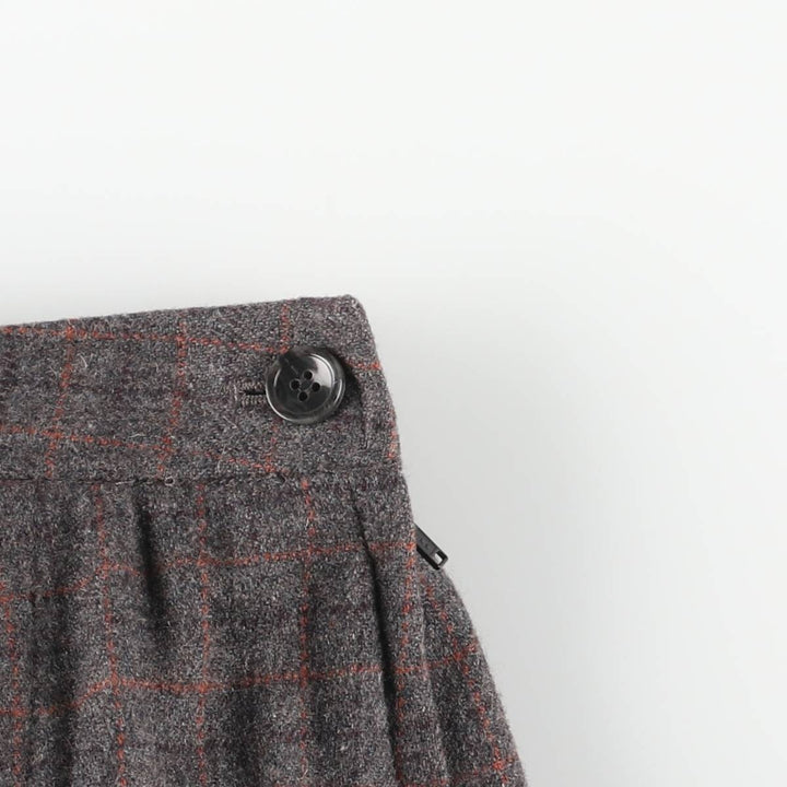 J.Crew Check Pattern Wool Pleated Mini Skirt, Women's Size L wool gray type Vintage Second Hand