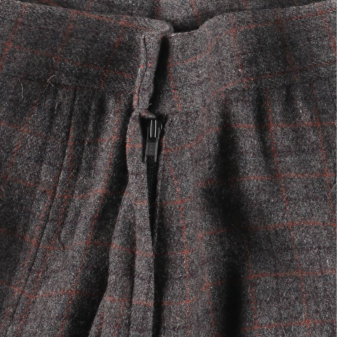 J.Crew Check Pattern Wool Pleated Mini Skirt, Women's Size L wool gray type Vintage Second Hand