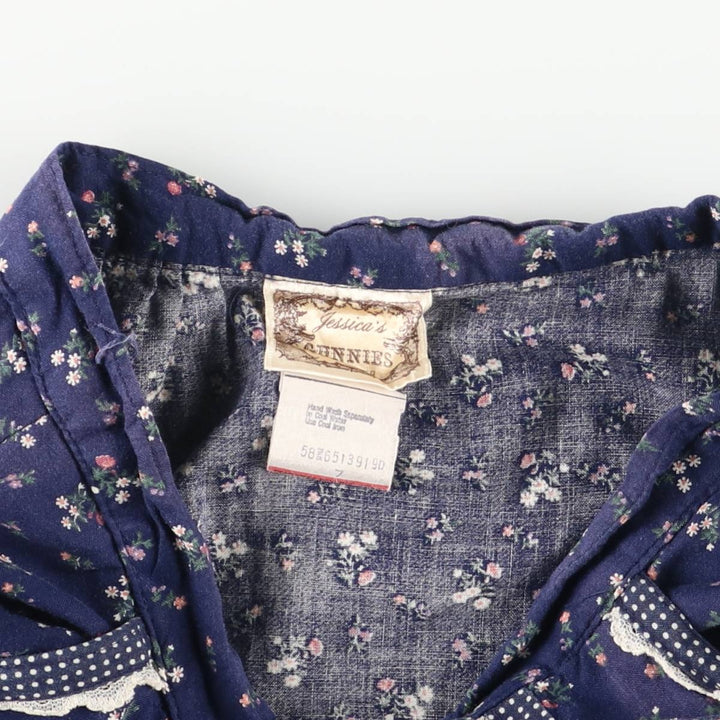 Vintage 1970'S Gunne Sax Gannies all-over floral print cotton half-length flared skirt, size S. cotton navy blue type Vintage Second Hand