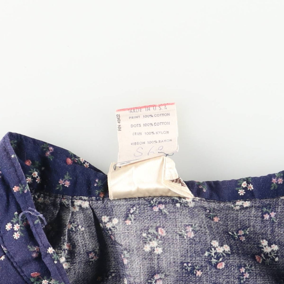 Vintage 1970'S Gunne Sax Gannies all-over floral print cotton half-length flared skirt, size S. cotton navy blue type Vintage Second Hand