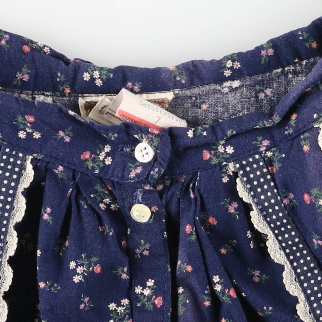 Vintage 1970'S Gunne Sax Gannies all-over floral print cotton half-length flared skirt, size S. cotton navy blue type Vintage Second Hand