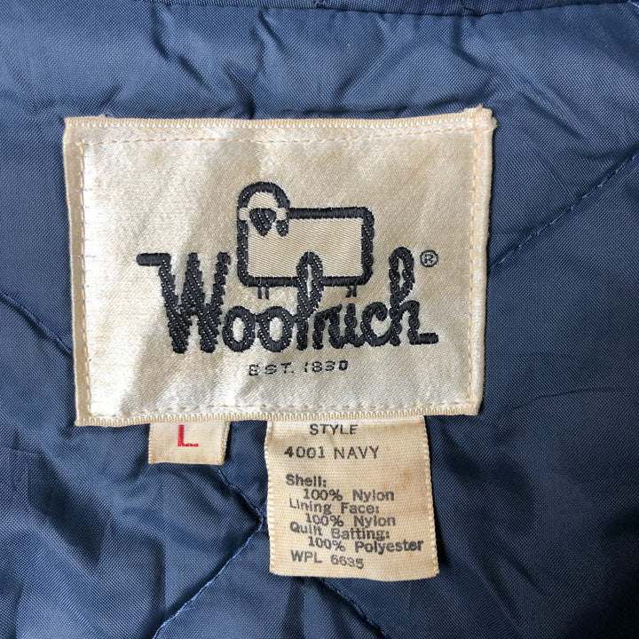Vintage 1970'S WOOLRICH padded puffer jacket, size L, men's Nylon navy blue type Vintage Second Hand