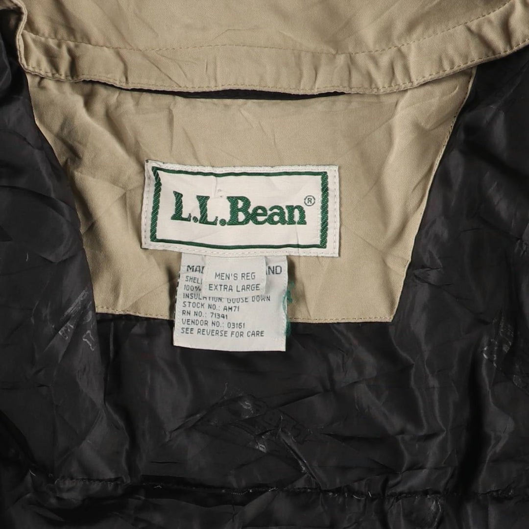 90s-00'S LLBean Collared Goose Down Jacket, Men's Size XL polyester Beige type Vintage Second Hand