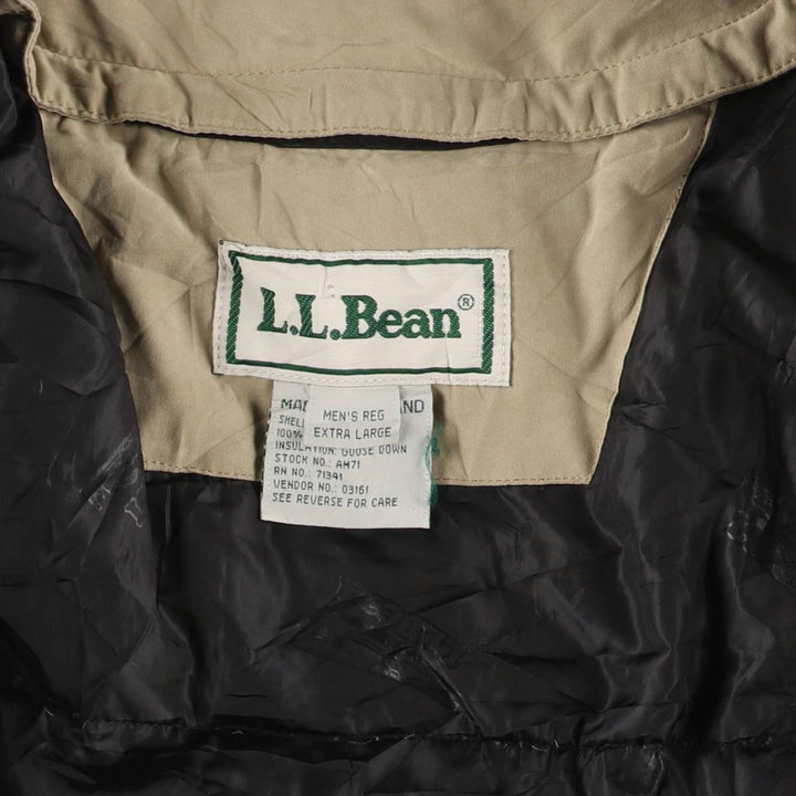 90s-00'S LLBean Collared Goose Down Jacket, Men's Size XL polyester Beige type Vintage Second Hand