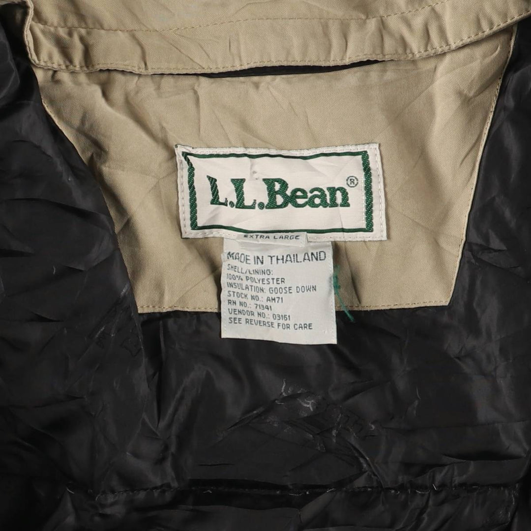 90s-00'S LLBean Collared Goose Down Jacket, Men's Size XL polyester Beige type Vintage Second Hand