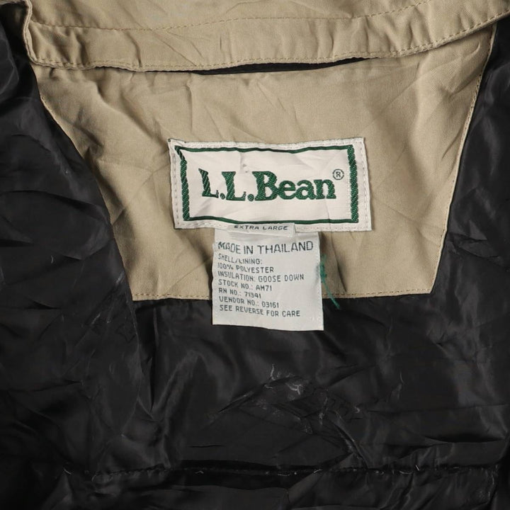 90s-00'S LLBean Collared Goose Down Jacket, Men's Size XL polyester Beige type Vintage Second Hand