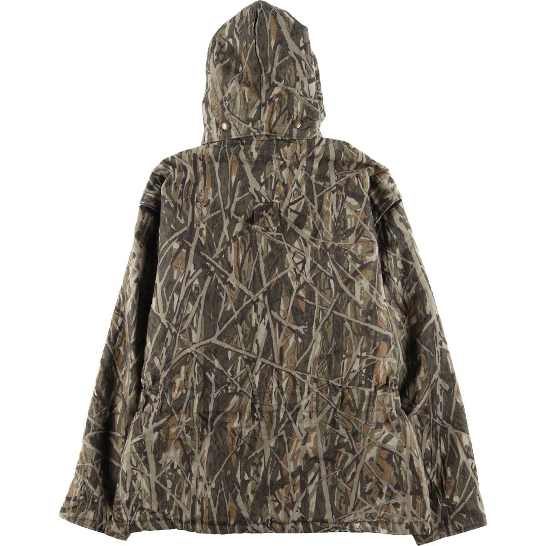 70s-80'S Cabela's DRY-PLUS Camouflage Pattern Realtree Camo Padded Mountain Parka Shell Jacket, Made in USA, Men's Size L polyester Khaki type Vintage Second Hand