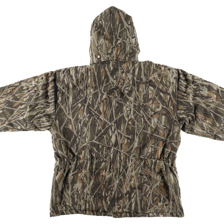 70s-80'S Cabela's DRY-PLUS Camouflage Pattern Realtree Camo Padded Mountain Parka Shell Jacket, Made in USA, Men's Size L polyester Khaki type Vintage Second Hand