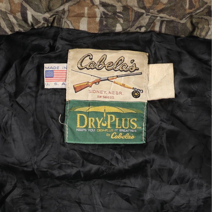 70s-80'S Cabela's DRY-PLUS Camouflage Pattern Realtree Camo Padded Mountain Parka Shell Jacket, Made in USA, Men's Size L polyester Khaki type Vintage Second Hand