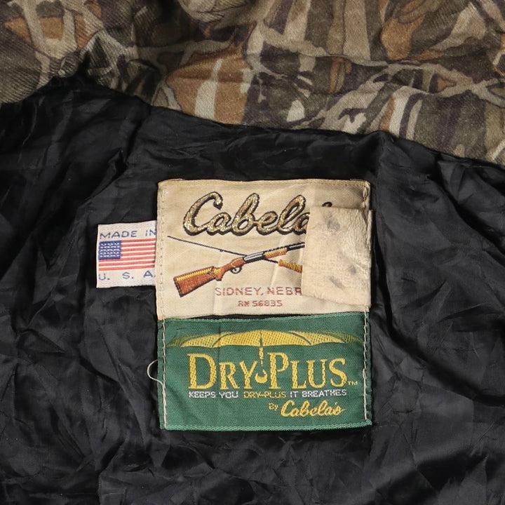 70s-80'S Cabela's DRY-PLUS Camouflage Pattern Realtree Camo Padded Mountain Parka Shell Jacket, Made in USA, Men's Size L polyester Khaki type Vintage Second Hand