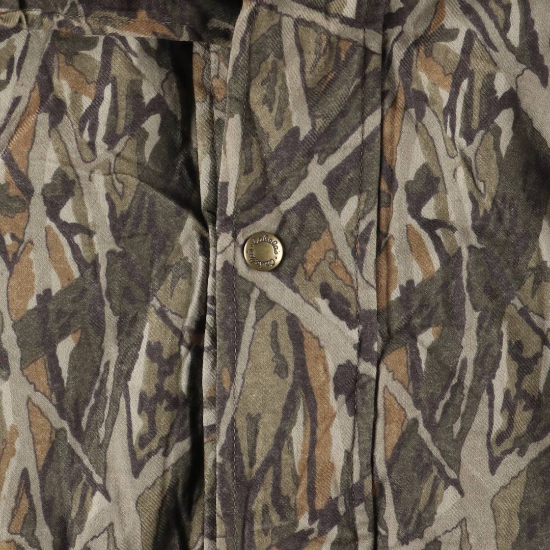 70s-80'S Cabela's DRY-PLUS Camouflage Pattern Realtree Camo Padded Mountain Parka Shell Jacket, Made in USA, Men's Size L polyester Khaki type Vintage Second Hand