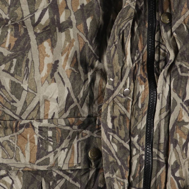 70s-80'S Cabela's DRY-PLUS Camouflage Pattern Realtree Camo Padded Mountain Parka Shell Jacket, Made in USA, Men's Size L polyester Khaki type Vintage Second Hand