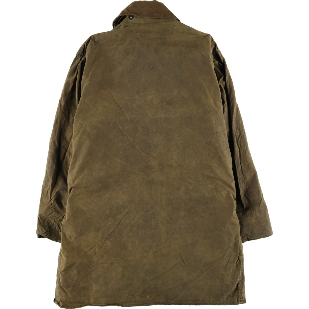 1980'S Barbour BORDER 2 Warrant Badged Waxed Cotton Oiled Jacket, Made in England, Men's Size L unclear Khaki type Vintage Second Hand