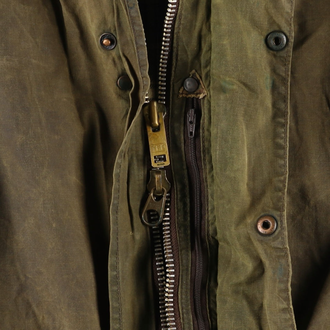 1980'S Barbour BORDER 2 Warrant Badged Waxed Cotton Oiled Jacket, Made in England, Men's Size L unclear Khaki type Vintage Second Hand