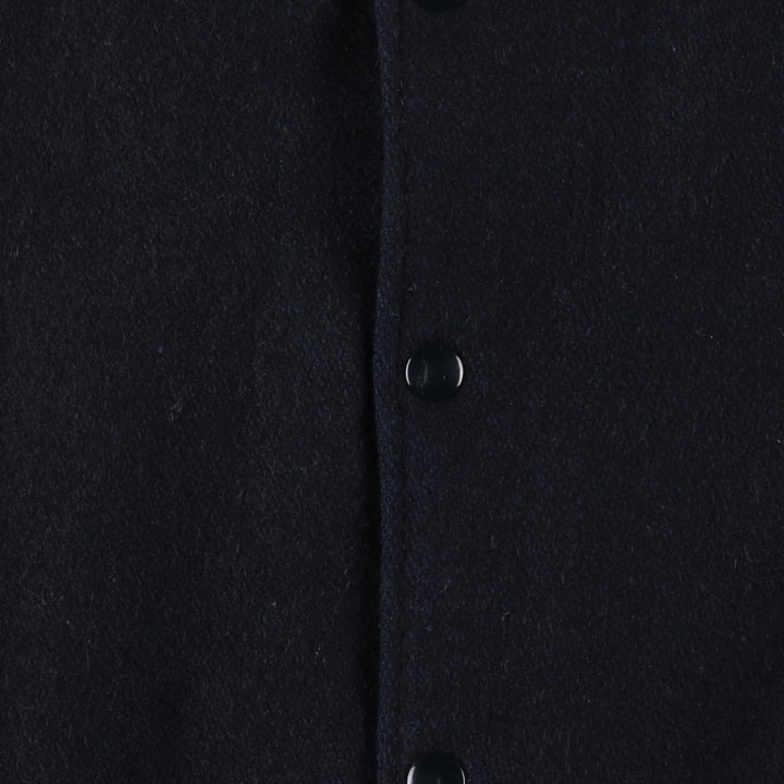 90'S GAME Leather Sleeve Wool Button Varsity Jacket, Made in USA, Men's Size L, Vintage wool black type Vintage Second Hand