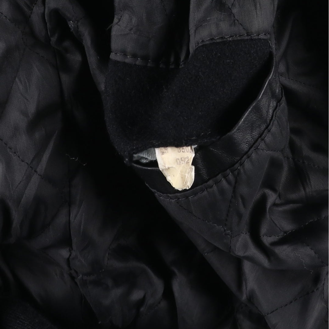 Vintage 80s-90'S Reed Varsity Jacket with Leather Sleeves and Wool Buttons, Made in USA, Men's Size L Genuine leather (sleeves) black type Vintage Second Hand