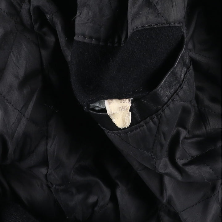 Vintage 80s-90'S Reed Varsity Jacket with Leather Sleeves and Wool Buttons, Made in USA, Men's Size L Genuine leather (sleeves) black type Vintage Second Hand