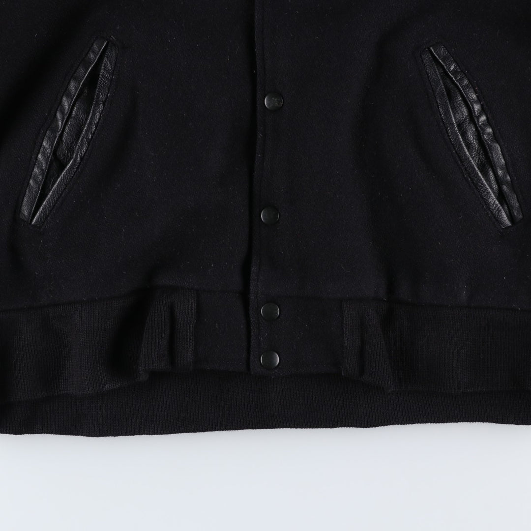 Vintage 80s-90'S Reed Ford Varsity Jacket with Collar, Leather Sleeves, and Wool Buttons, Made in USA, Men's Size Medium Genuine leather (sleeves) black type Vintage Second Hand