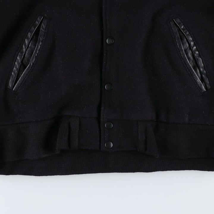 Vintage 80s-90'S Reed Ford Varsity Jacket with Collar, Leather Sleeves, and Wool Buttons, Made in USA, Men's Size Medium Genuine leather (sleeves) black type Vintage Second Hand