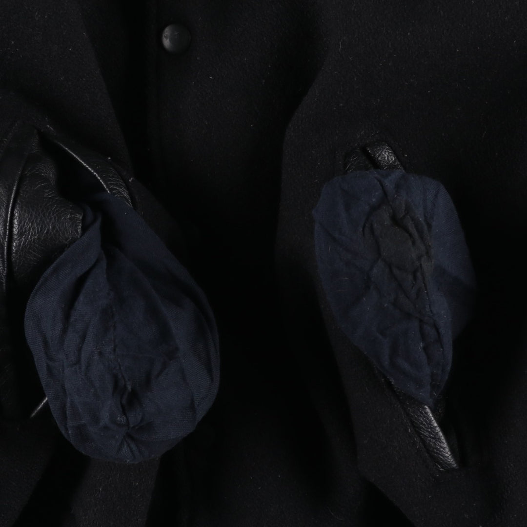 Vintage 80s-90'S Reed Ford Varsity Jacket with Collar, Leather Sleeves, and Wool Buttons, Made in USA, Men's Size Medium Genuine leather (sleeves) black type Vintage Second Hand