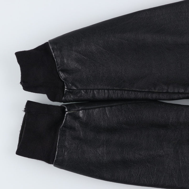 Vintage 80s-90'S Reed Ford Varsity Jacket with Collar, Leather Sleeves, and Wool Buttons, Made in USA, Men's Size Medium Genuine leather (sleeves) black type Vintage Second Hand