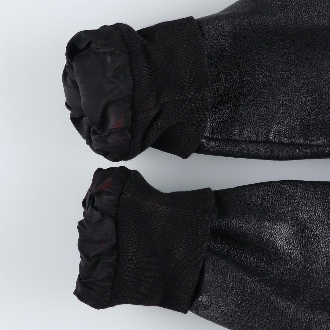 Vintage 80s-90'S Reed Ford Varsity Jacket with Collar, Leather Sleeves, and Wool Buttons, Made in USA, Men's Size Medium Genuine leather (sleeves) black type Vintage Second Hand
