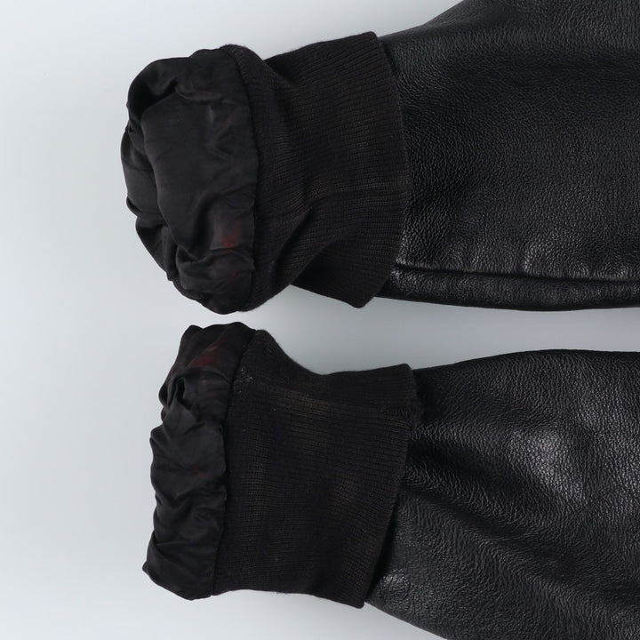 Vintage 80s-90'S Reed Ford Varsity Jacket with Collar, Leather Sleeves, and Wool Buttons, Made in USA, Men's Size Medium Genuine leather (sleeves) black type Vintage Second Hand