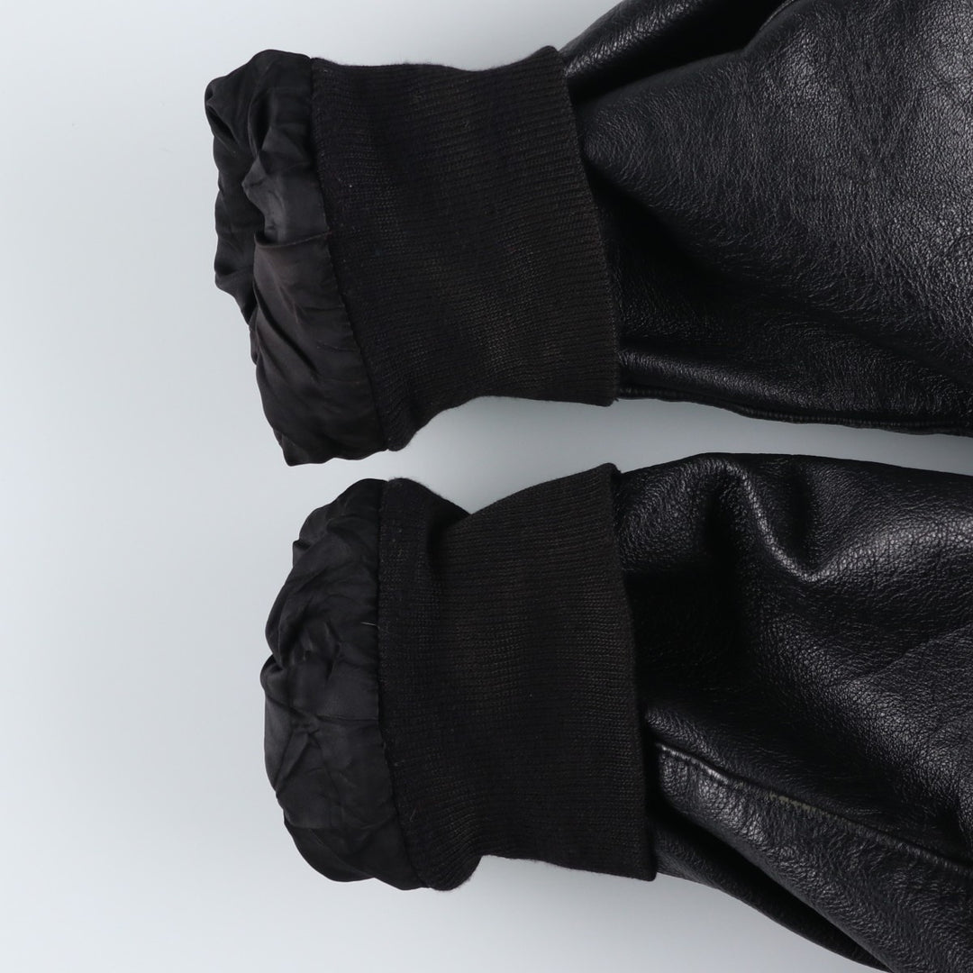 Vintage 80s-90'S Reed Ford Varsity Jacket with Collar, Leather Sleeves, and Wool Buttons, Made in USA, Men's Size Medium Genuine leather (sleeves) black type Vintage Second Hand