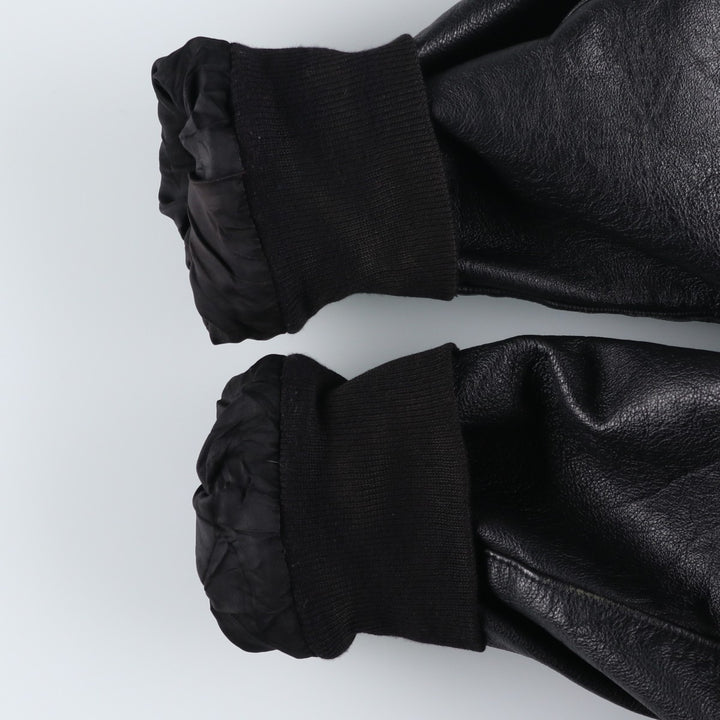 Vintage 80s-90'S Reed Ford Varsity Jacket with Collar, Leather Sleeves, and Wool Buttons, Made in USA, Men's Size Medium Genuine leather (sleeves) black type Vintage Second Hand