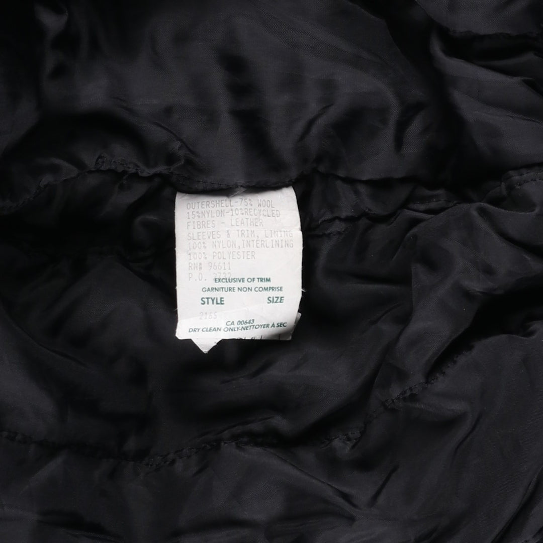 90'S Canada Sportswear Vintage Varsity Jacket with Leather Sleeves and Wool Buttons, Made in Canada, Men's Size XL wool black type Vintage Second Hand