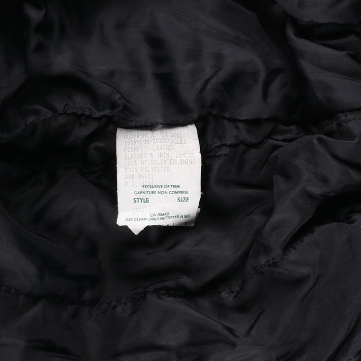 90'S Canada Sportswear Vintage Varsity Jacket with Leather Sleeves and Wool Buttons, Made in Canada, Men's Size XL wool black type Vintage Second Hand